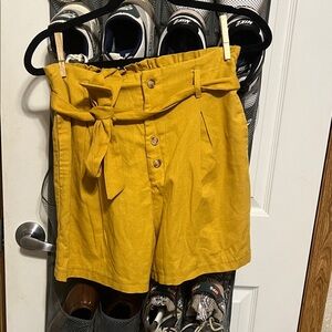 Elegant Mustard High Waist Shorts